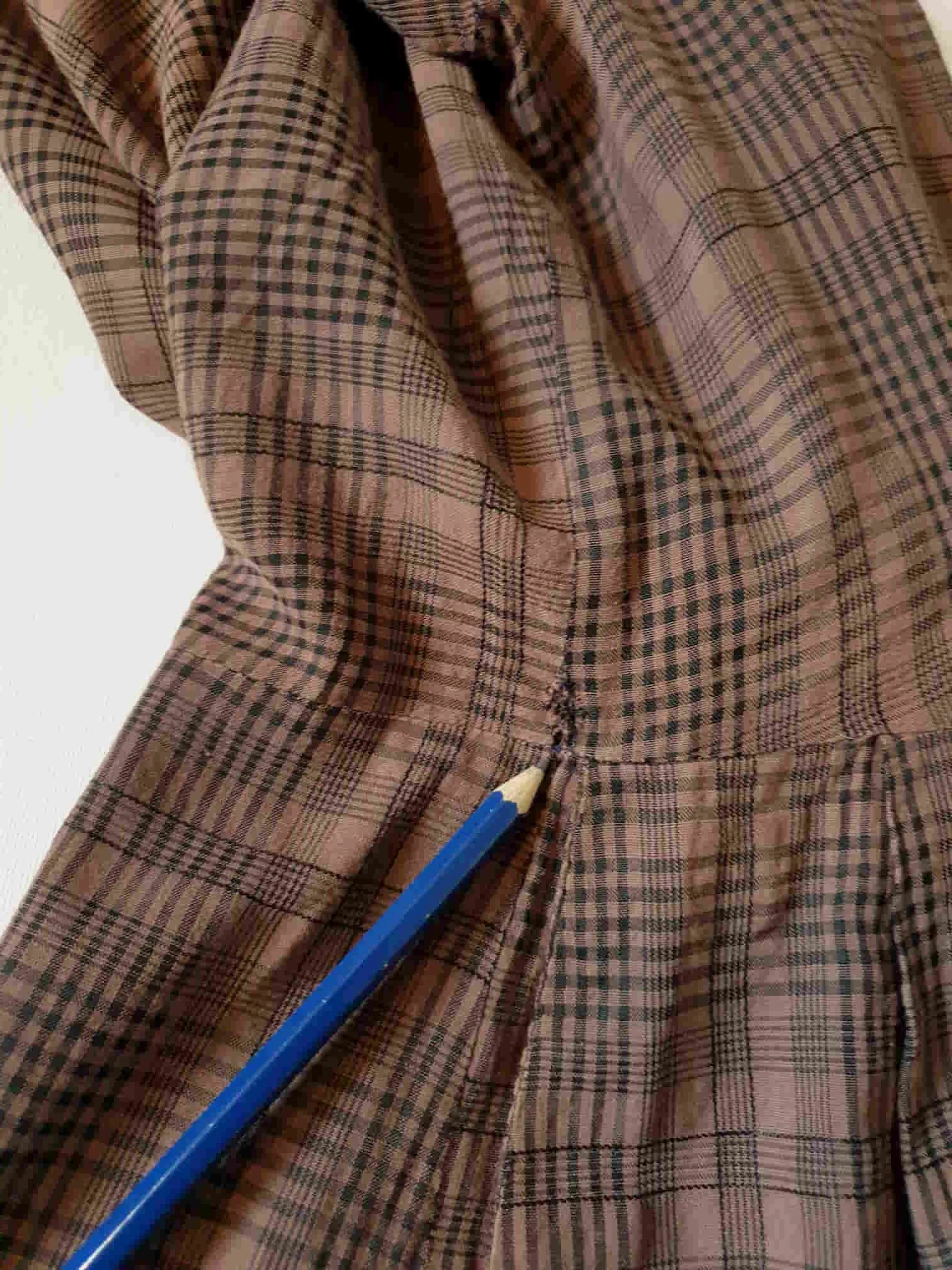 1950s Brown Checked Shirtwaist Dress - S