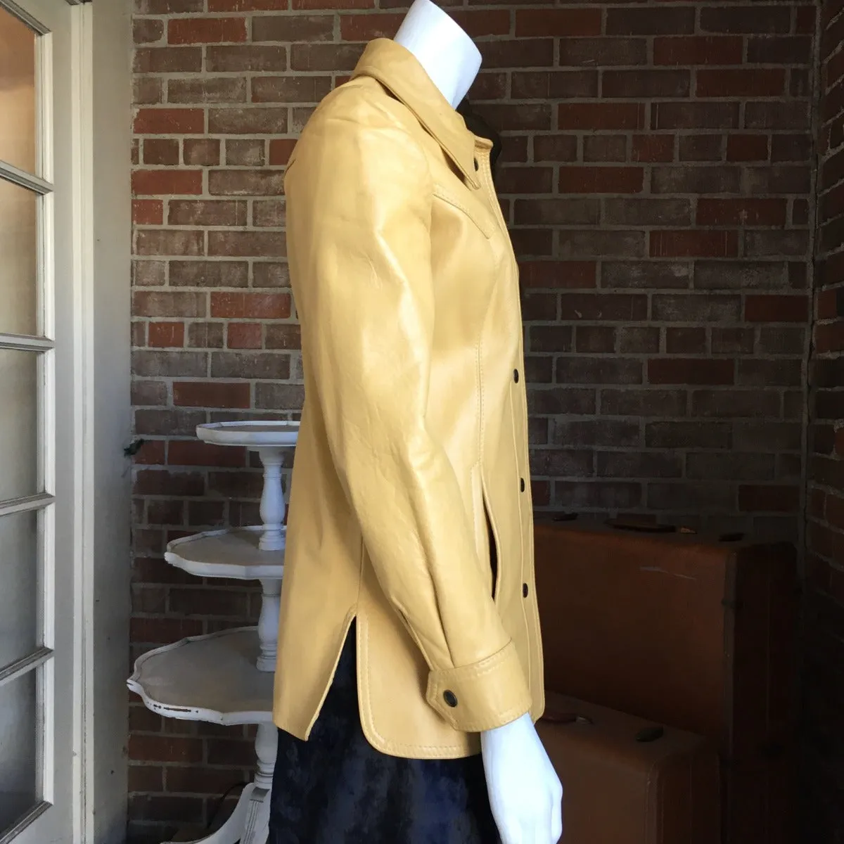 1970s Butterscotch Peter Caruso Leather Blazer