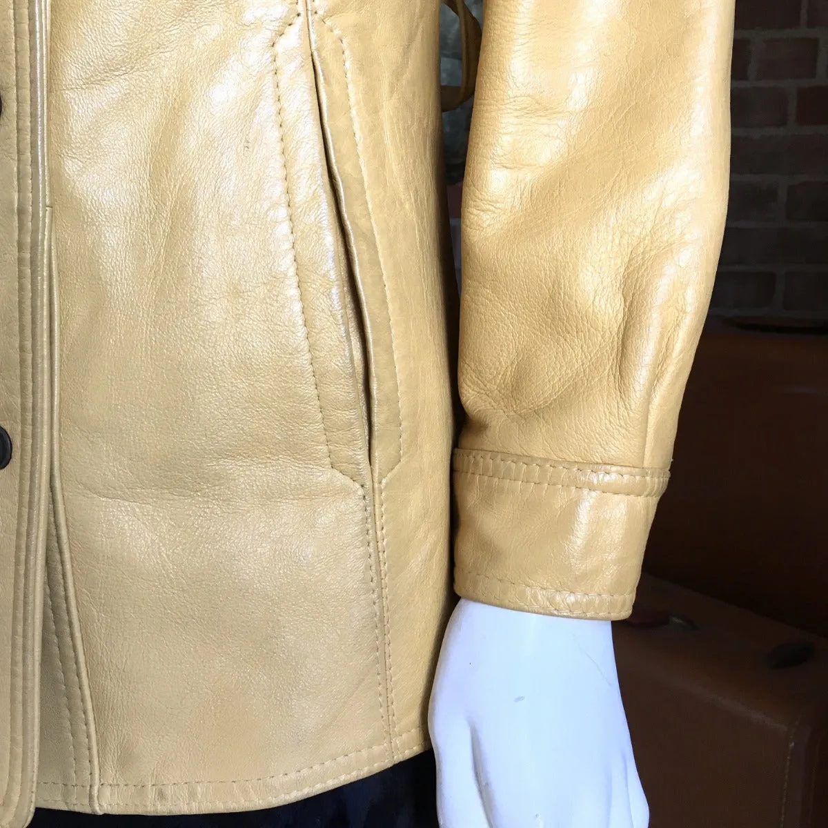 1970s Butterscotch Peter Caruso Leather Blazer