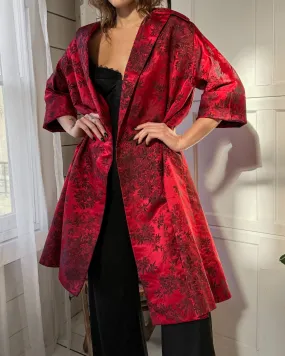 50s Silk Brocade Swing Coat | M