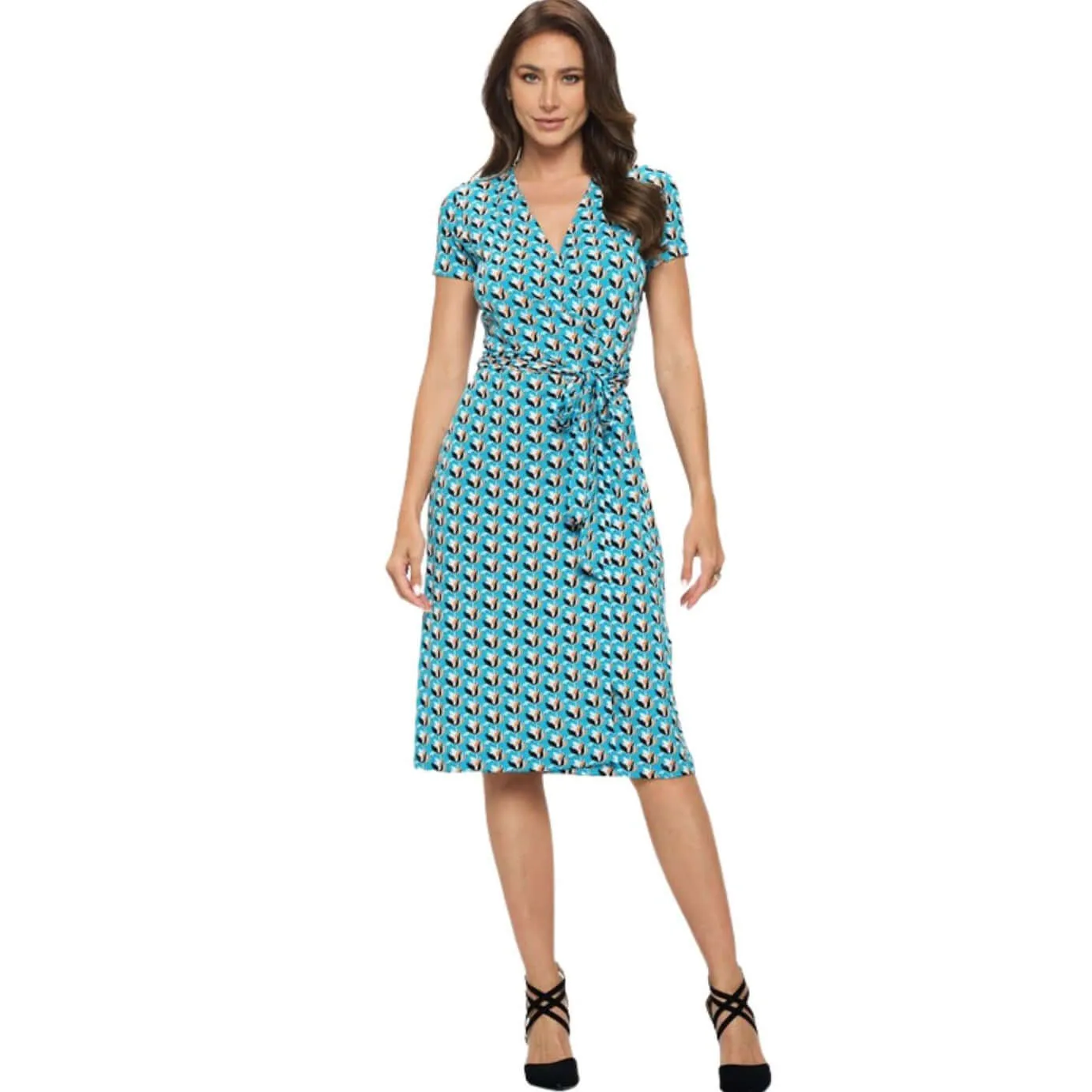 A Feminine Touch Tulip Print Wrap Dress Made in USA