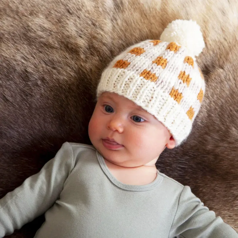 Acorn Checks Beanie/Mitten Set - Caramel