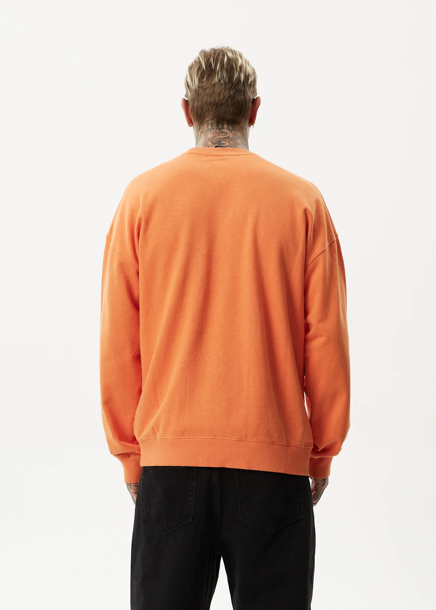 AFENDS Mens Sativa - Oversized Crew Neck Jumper - Sunset