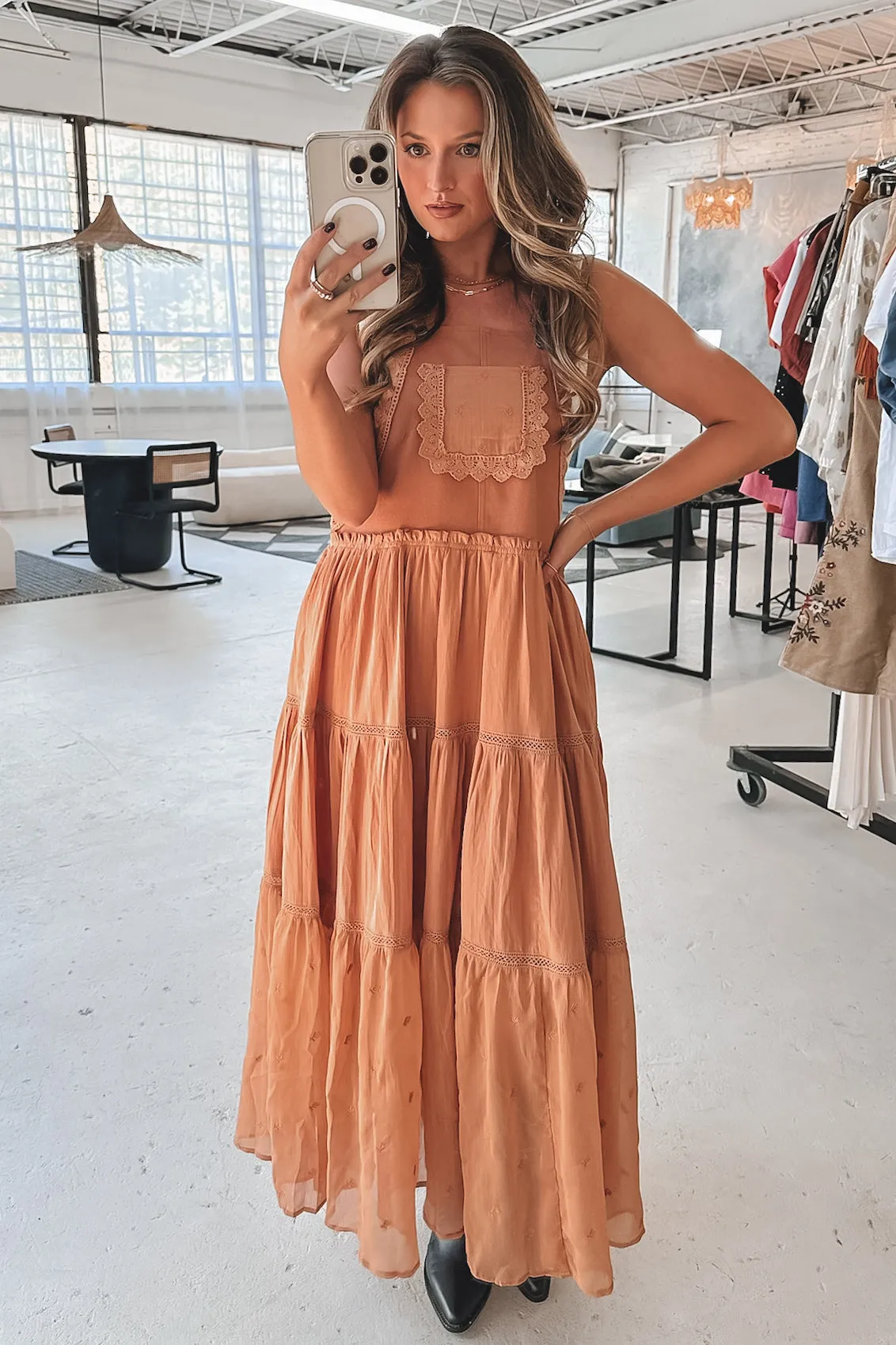 Afternon Out Embroidered Maxi Overall Dress