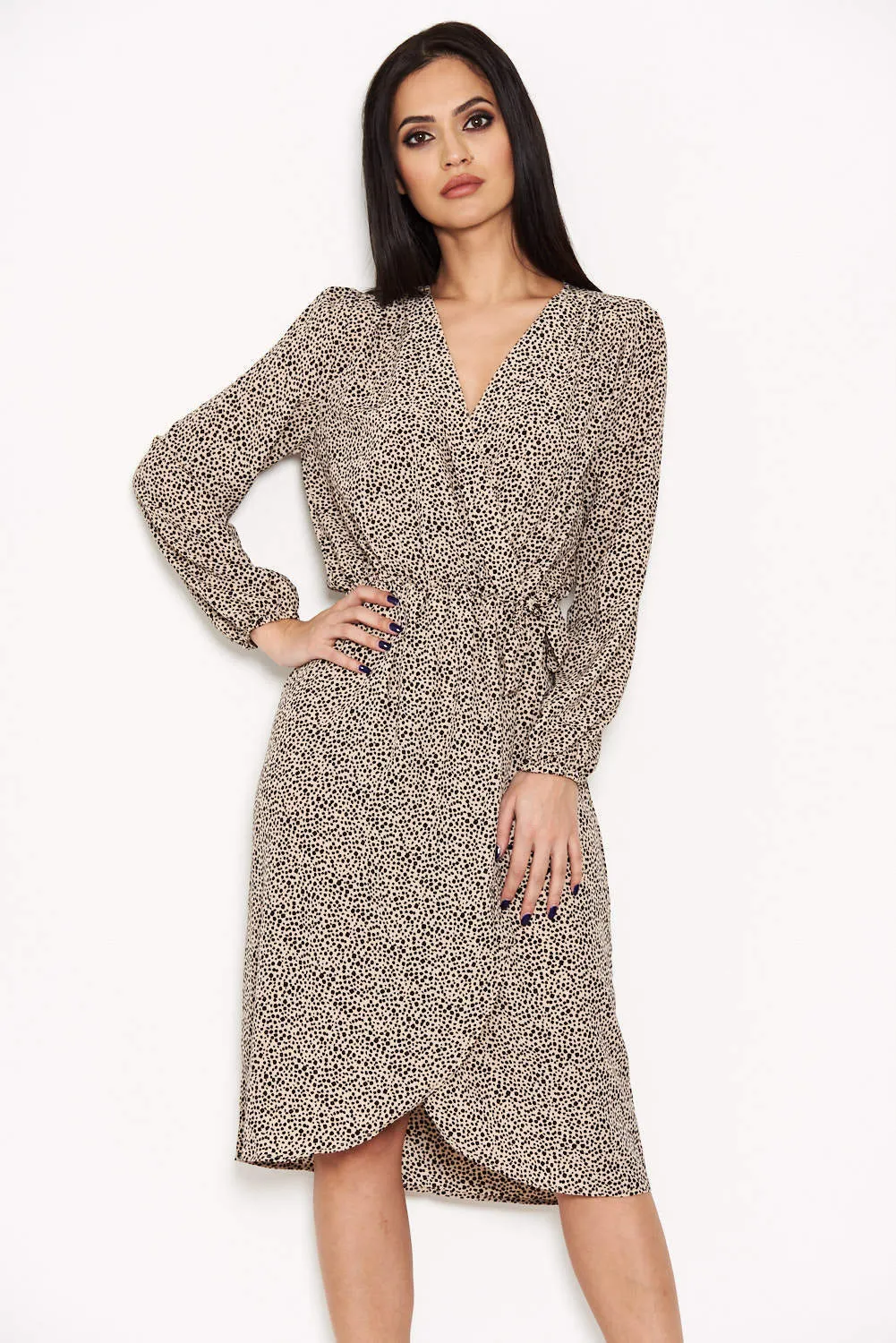 Animal Print Wrap Style  Dress