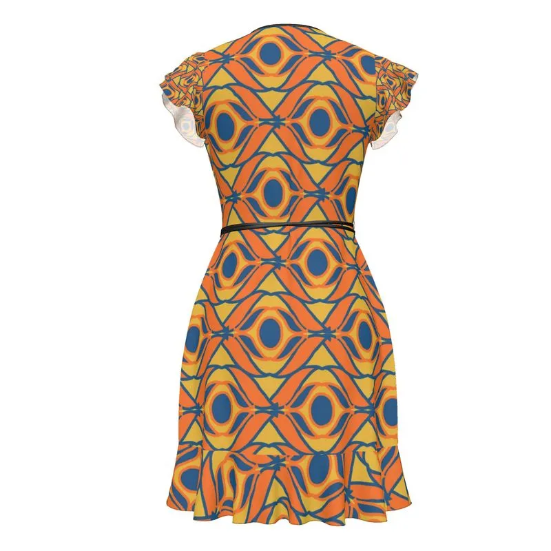 Art Deco Series Orange Eyelets Wrap dress