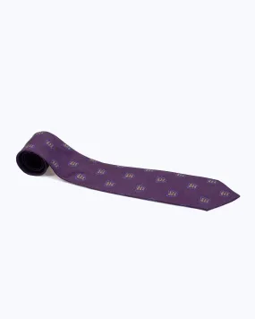 Aubergine Ground Coat of Arms Motif Necktie