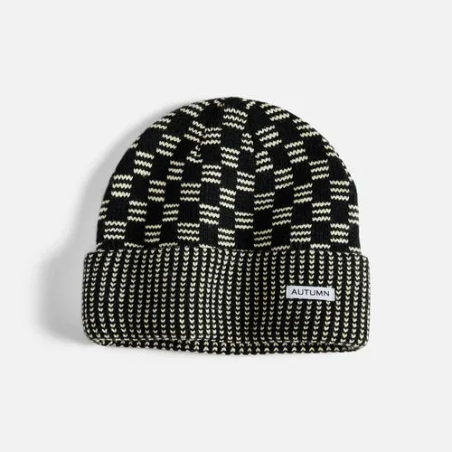 AUTUMN - SQUARED BEANIE BLACK NATURAL