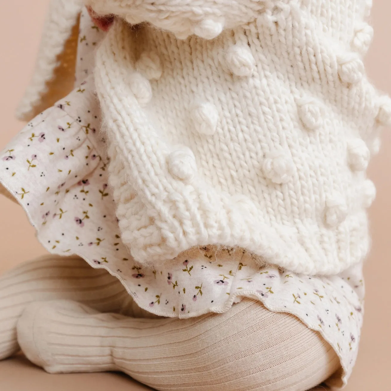 Baby Popcorn Sweater Cardigan Cream