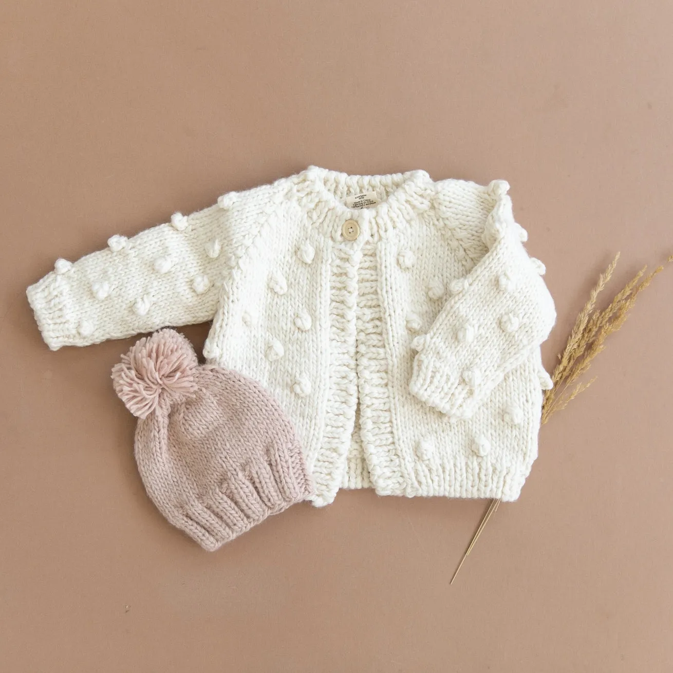 Baby Popcorn Sweater Cardigan Cream