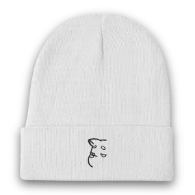 Barker's Simple Black Embroidered White Beanie