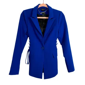 Bebe Blue Side Corset Detail Tailored Twill Blazer NWT- Size 2 (we have matching pants)