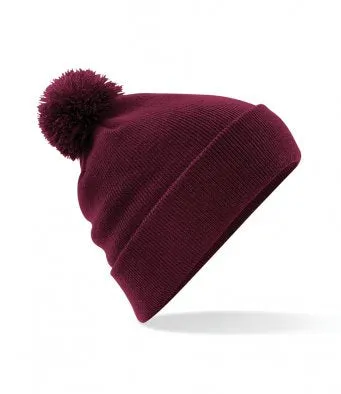 Beechfield Pom Pom Beanie woolly Hat black or burgundy