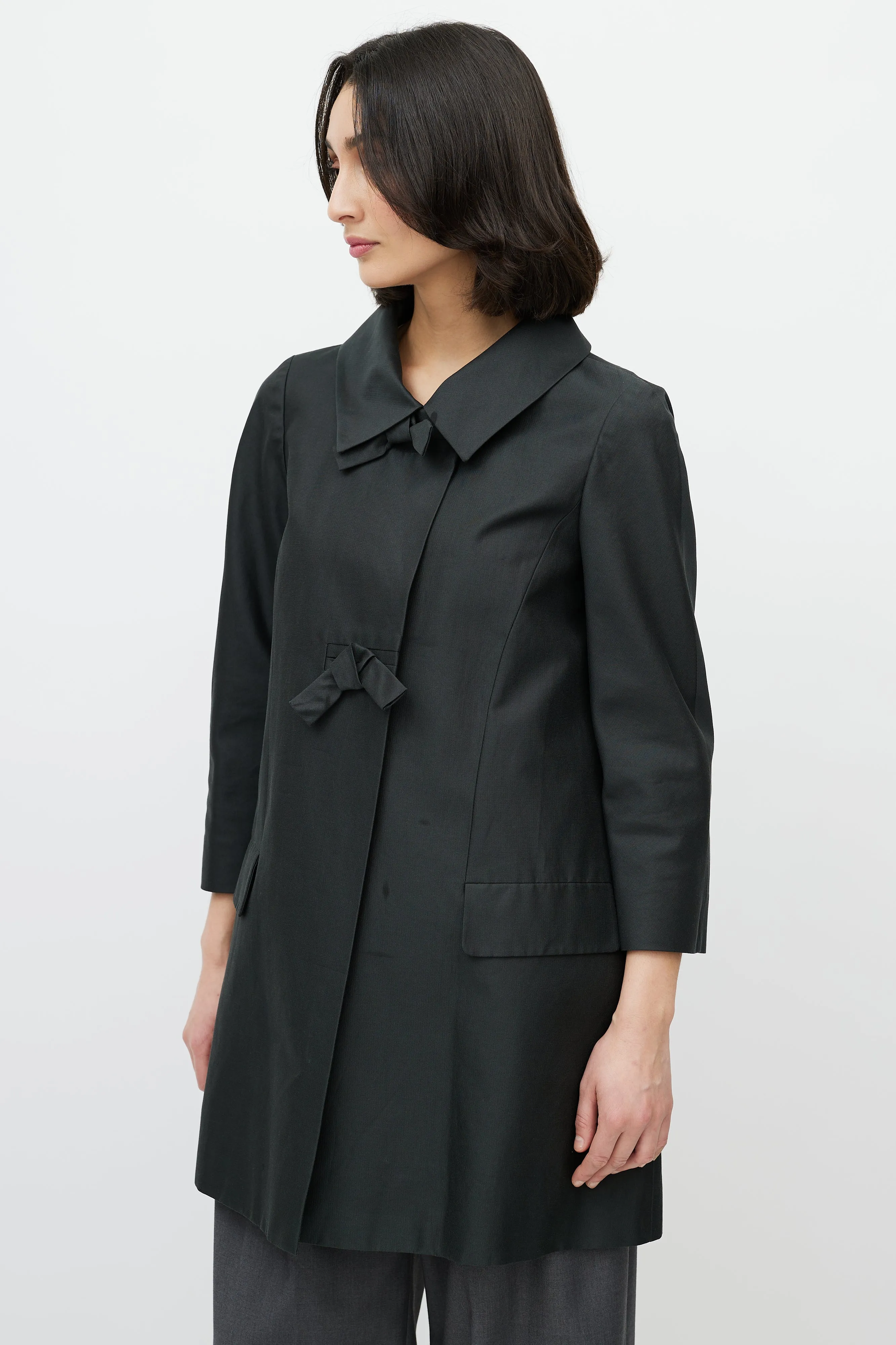 Black Bow Quarter Sleeve Coat