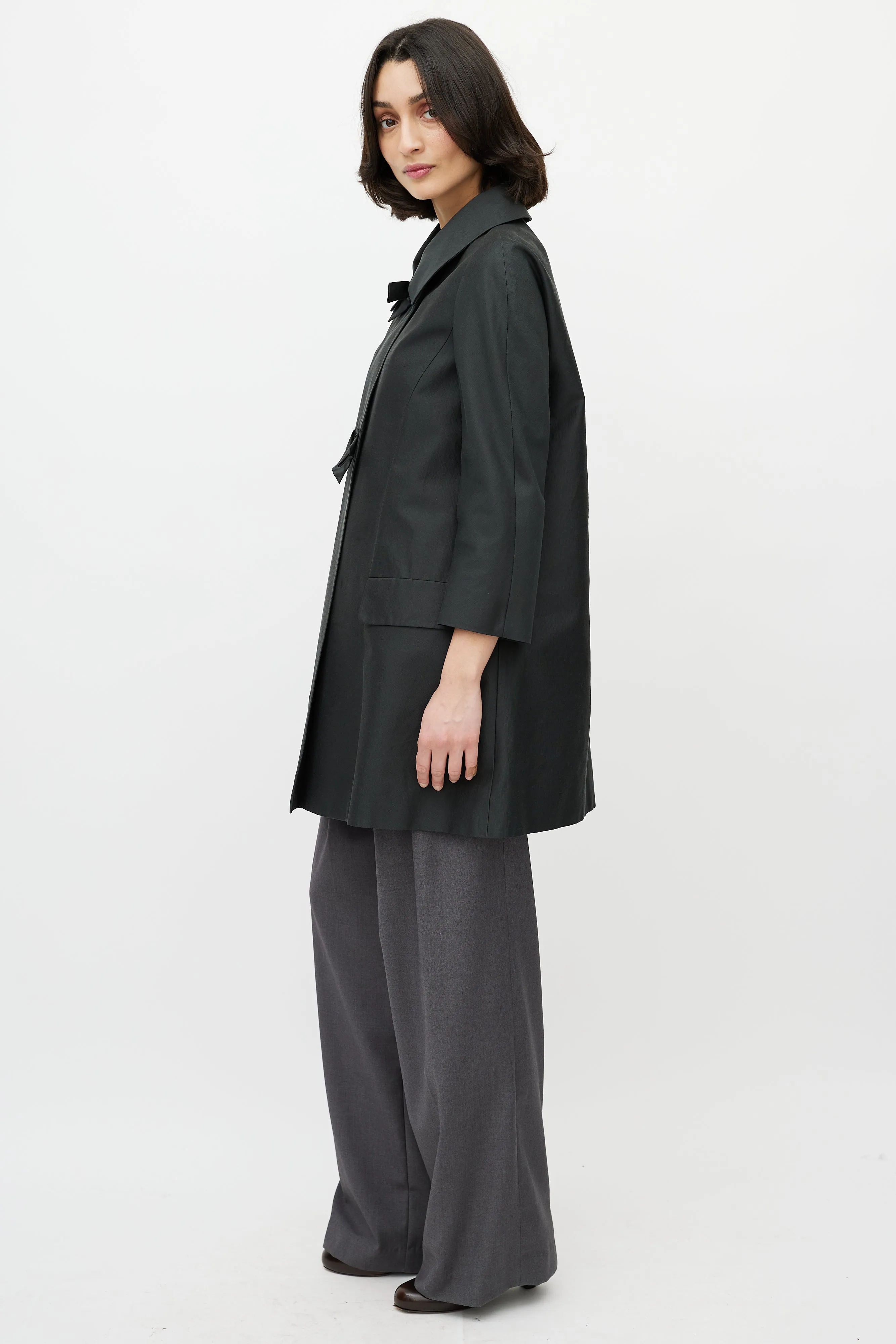 Black Bow Quarter Sleeve Coat