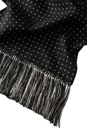 Black/White Dot Silk Evening Scarf