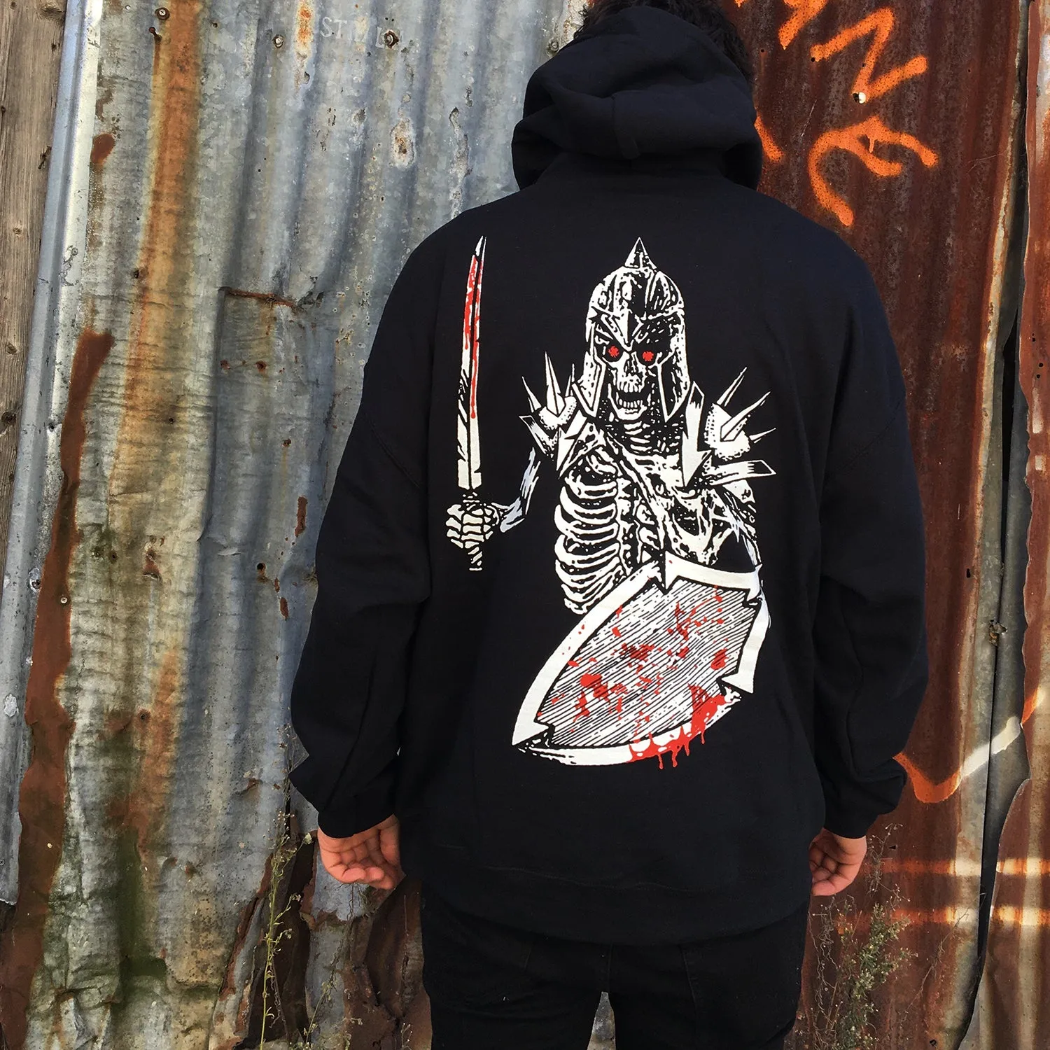 Bloody Skeleton Warrior Hoodie (Black)