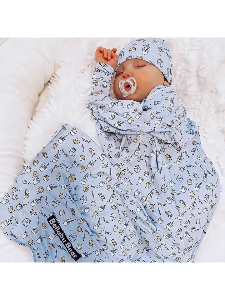 Blue Cookie Bamboo Swaddle & Beanie Set