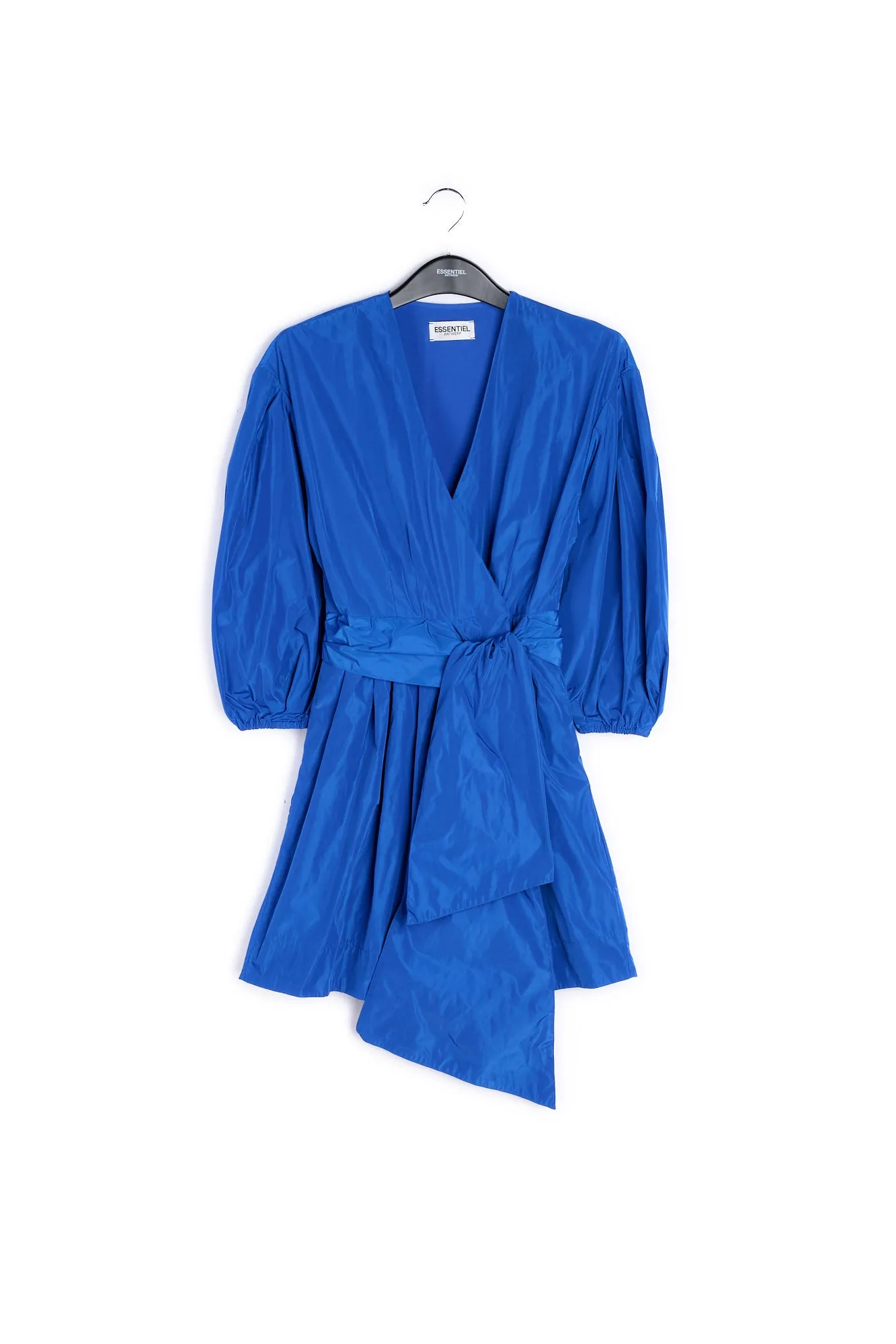 Blue mini-length wrap dress