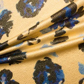 Blue/Black Floral Printed Cloqué