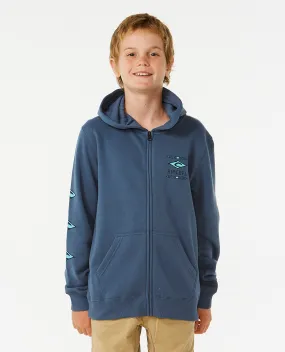 Boys Lost Islands Zip Hoodie in Vintage Navy