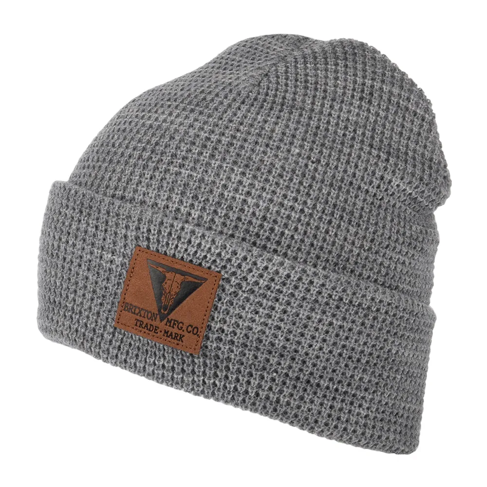 Brixton Hats Galveston Waffle Knit Beanie Hat - Light Grey Heather