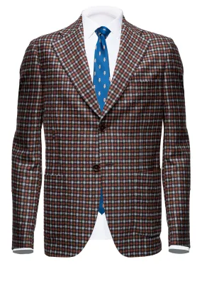 Brown Checked Wool Blazer by Marzotto