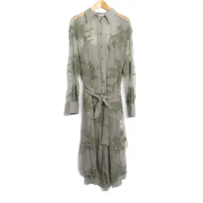 Brunello Cucinelli Silk Coat Dress Khaki