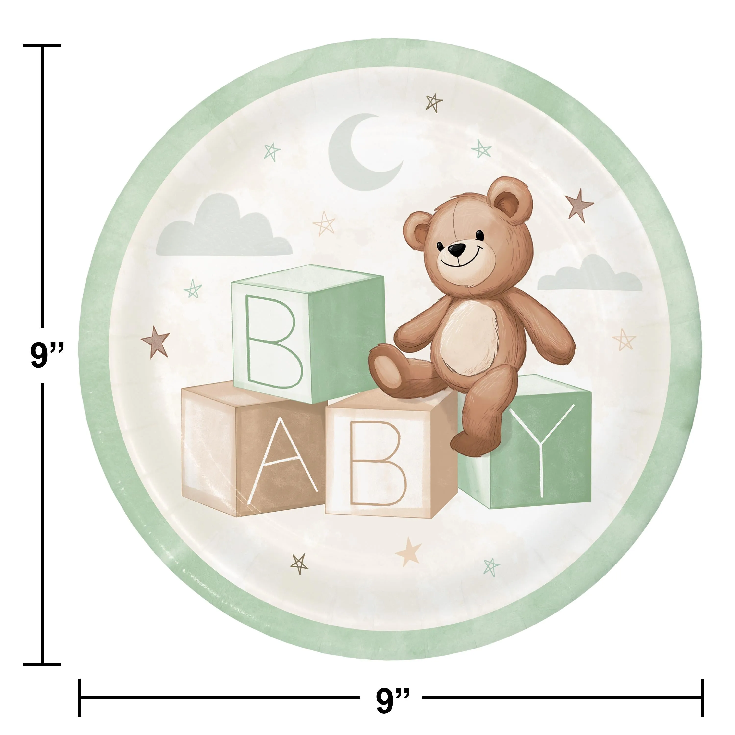 Bulk Teddy Bear 8.75 Inch Paper Dinner Plate (96 per Case)