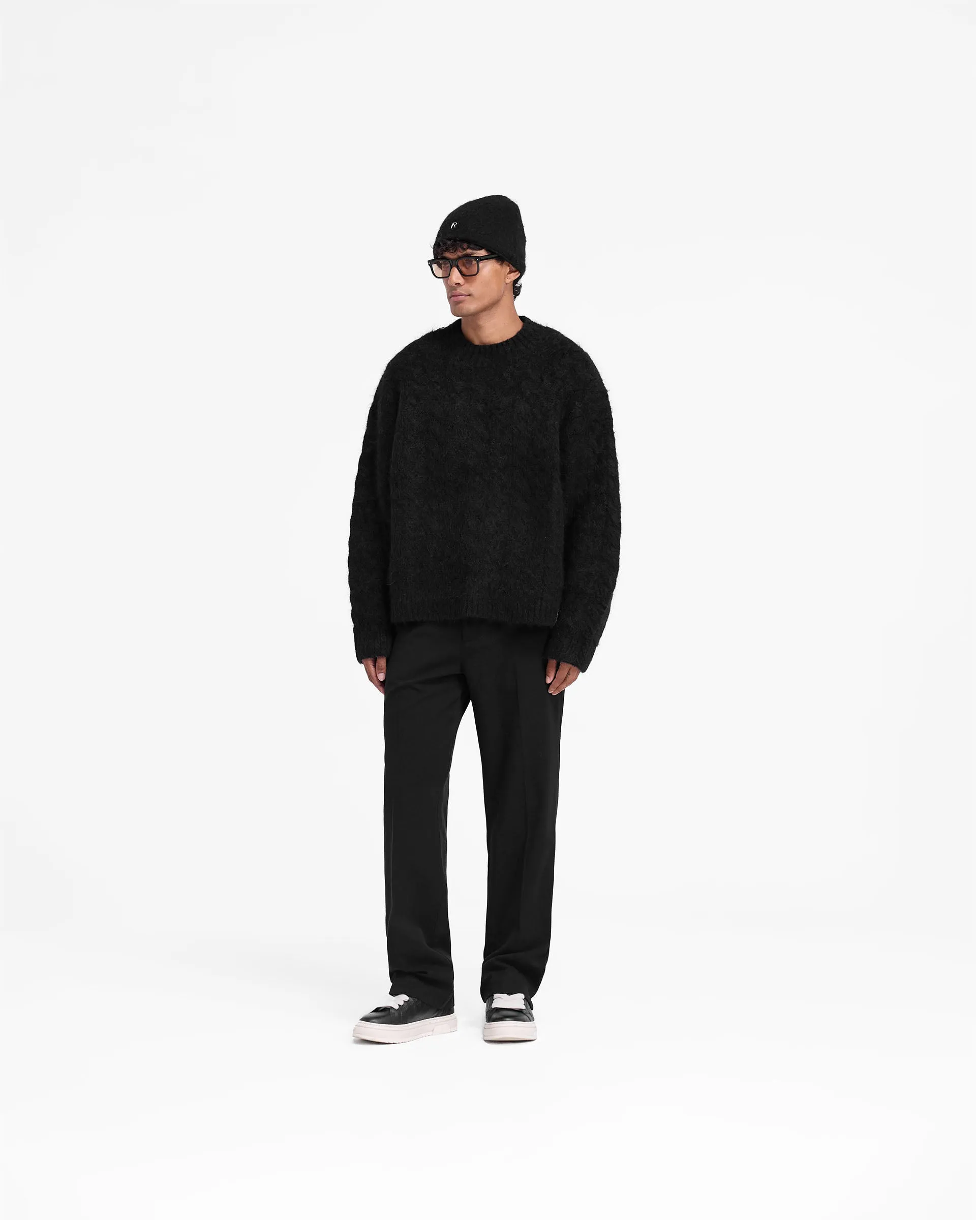 Cable Knit Sweater - Jet Black