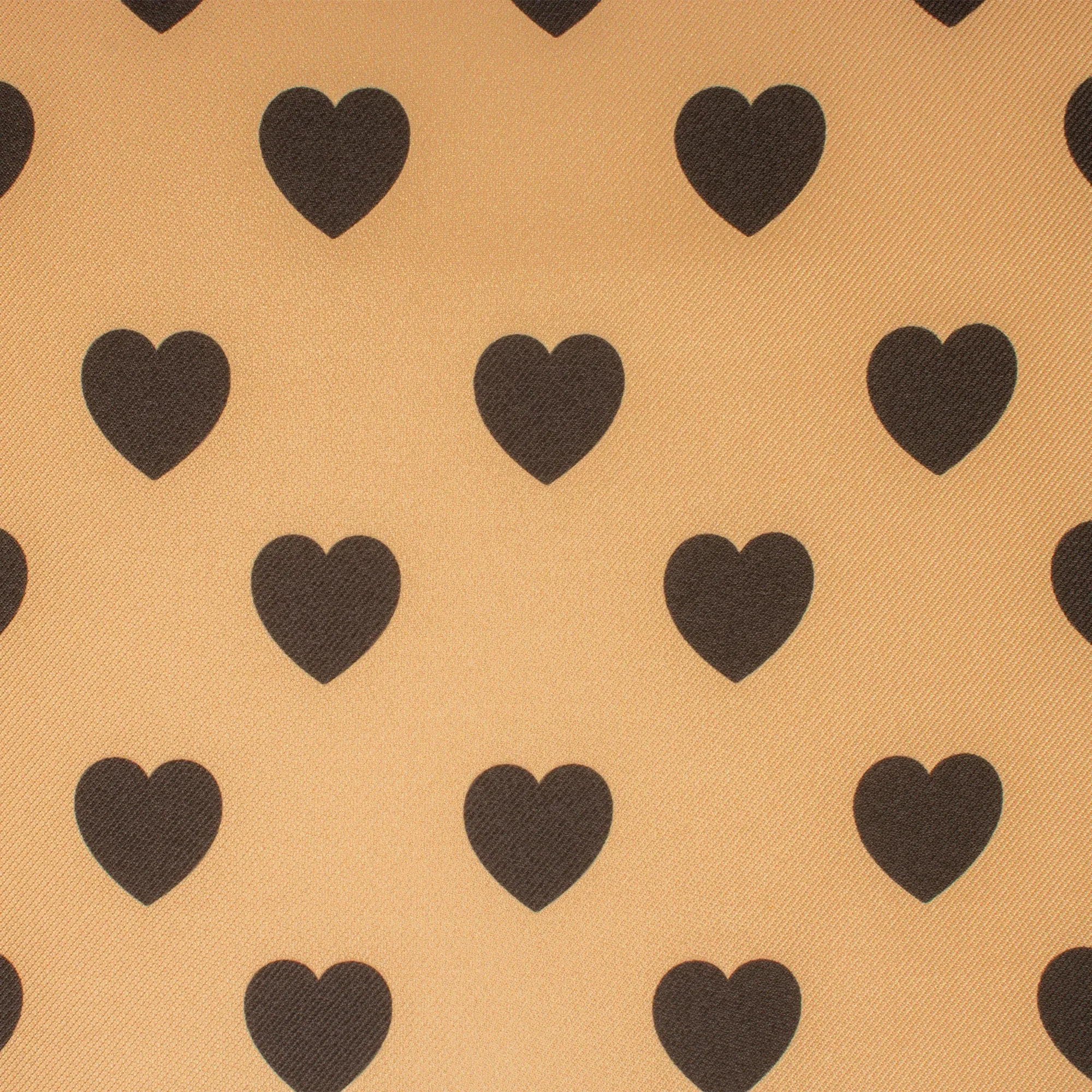 Camel and Bottle Green Heart Poly Printed Twill