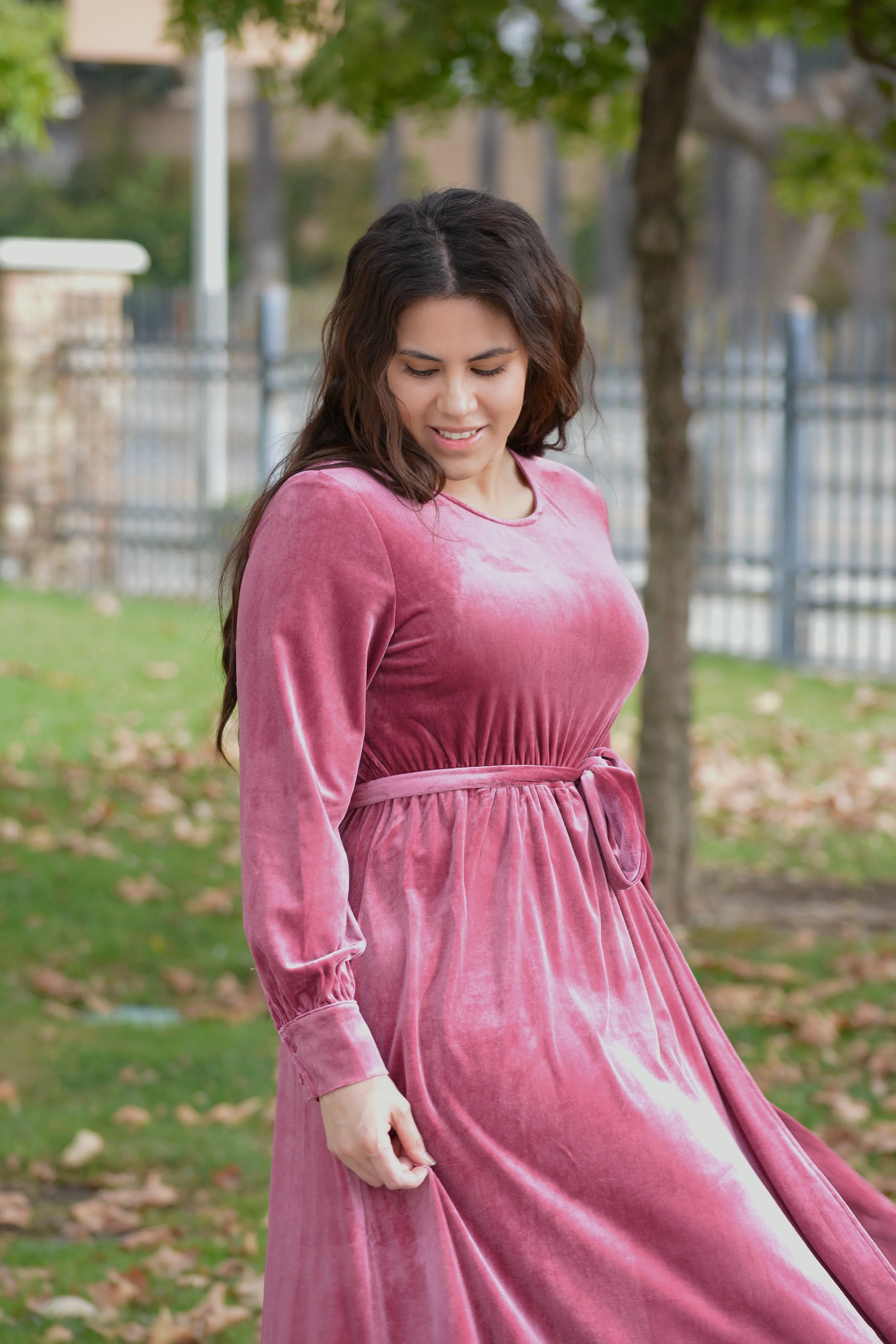 Cameo Pink Velvet Maxi Dress