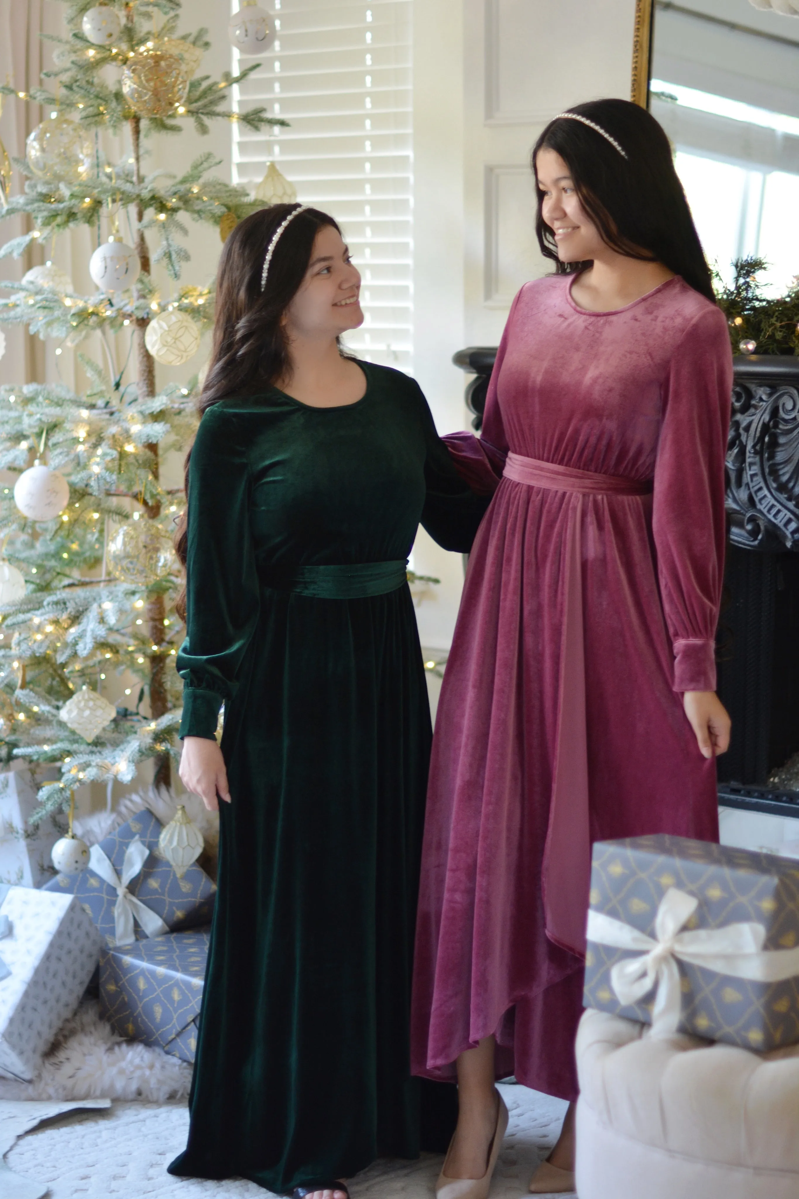 Cameo Pink Velvet Maxi Dress