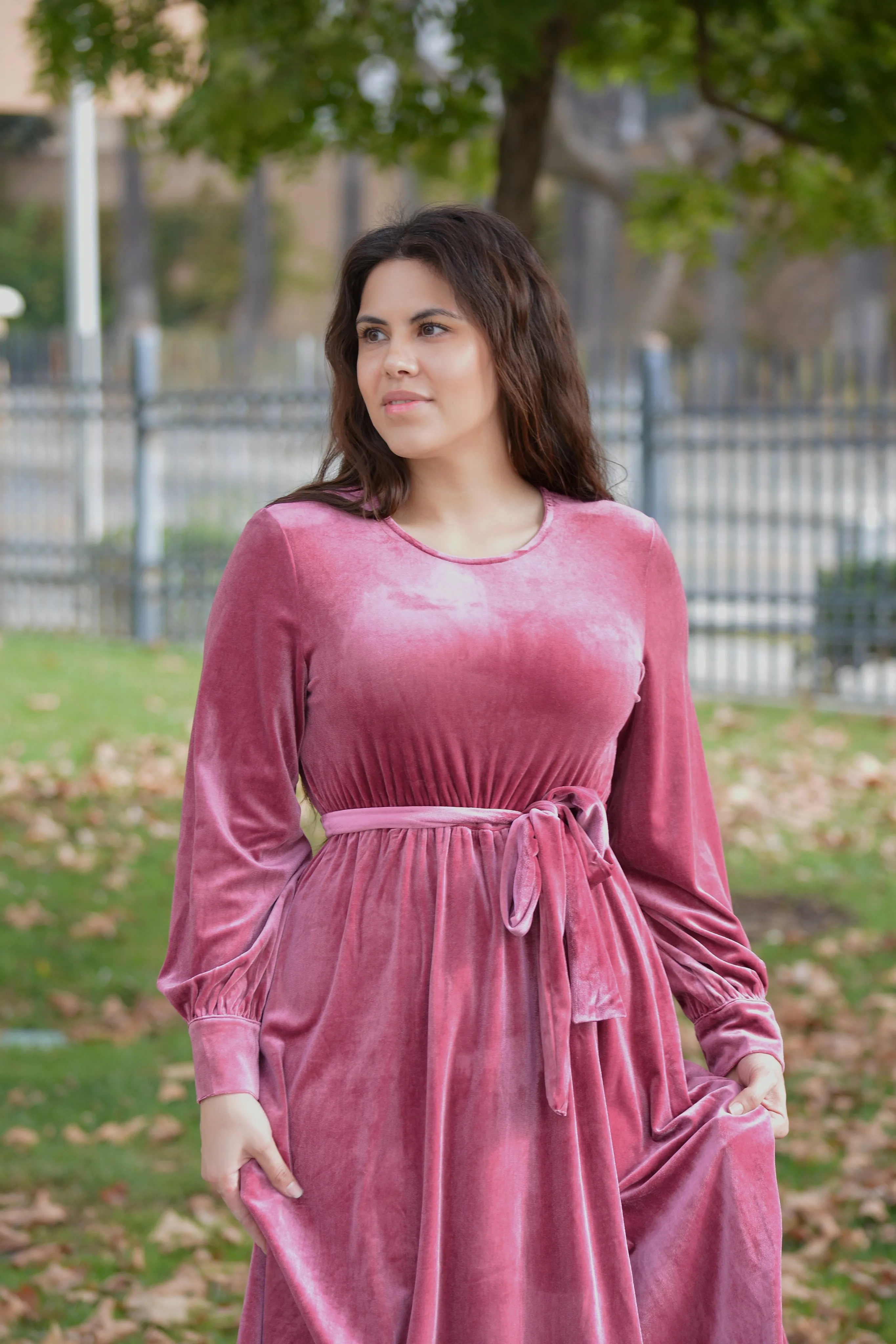 Cameo Pink Velvet Maxi Dress