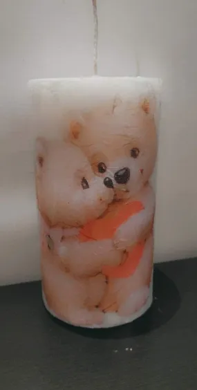 Candle Station || Teddy Bear Pillar Candle Scented || 5.5 inch Height Candle for Gift and Wedding Decor