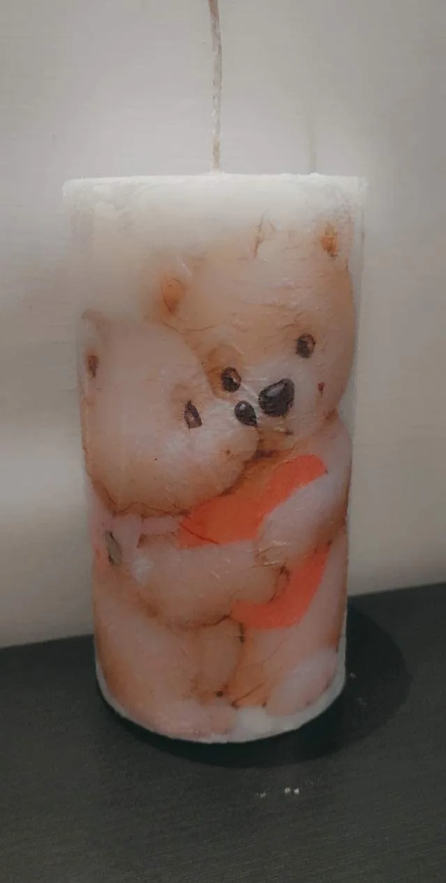 Candle Station || Teddy Bear Pillar Candle Scented || 5.5 inch Height Candle for Gift and Wedding Decor