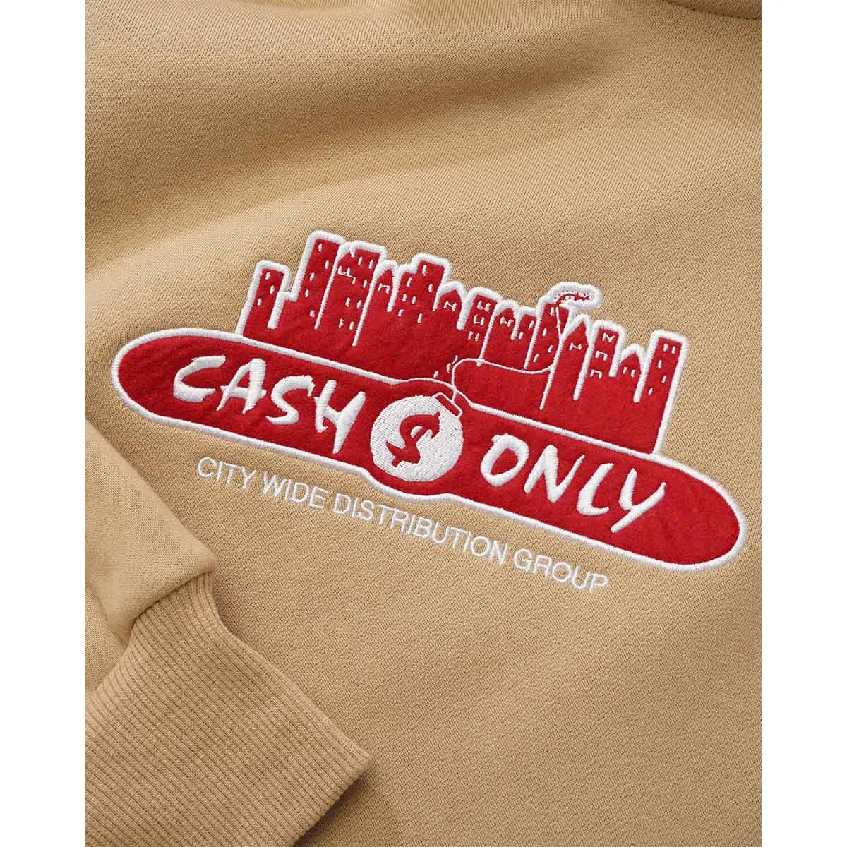 Cash Only - Skyline Applique Hoodie Tan