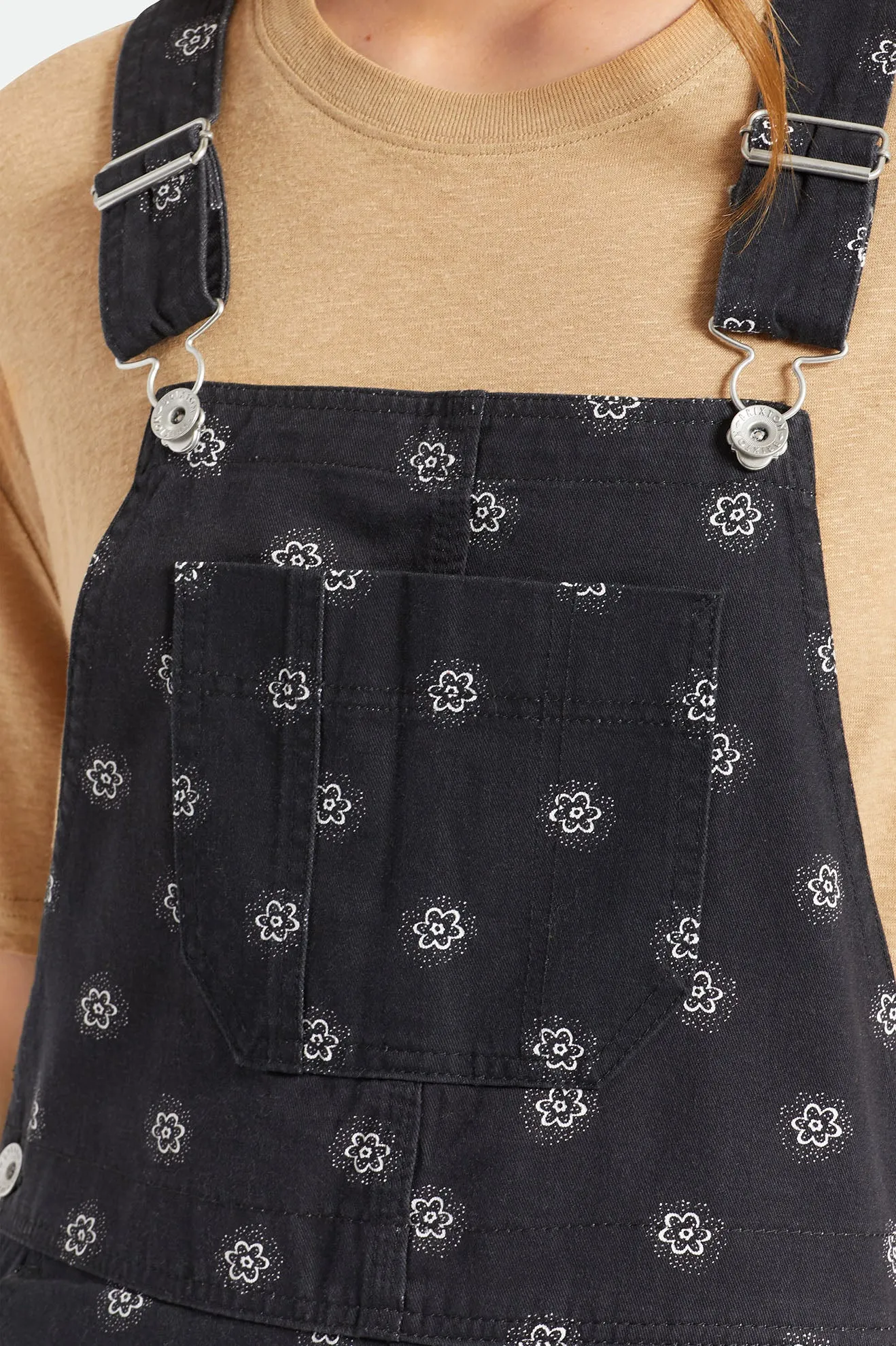 Christina Short Overall - Black Daisy Dot