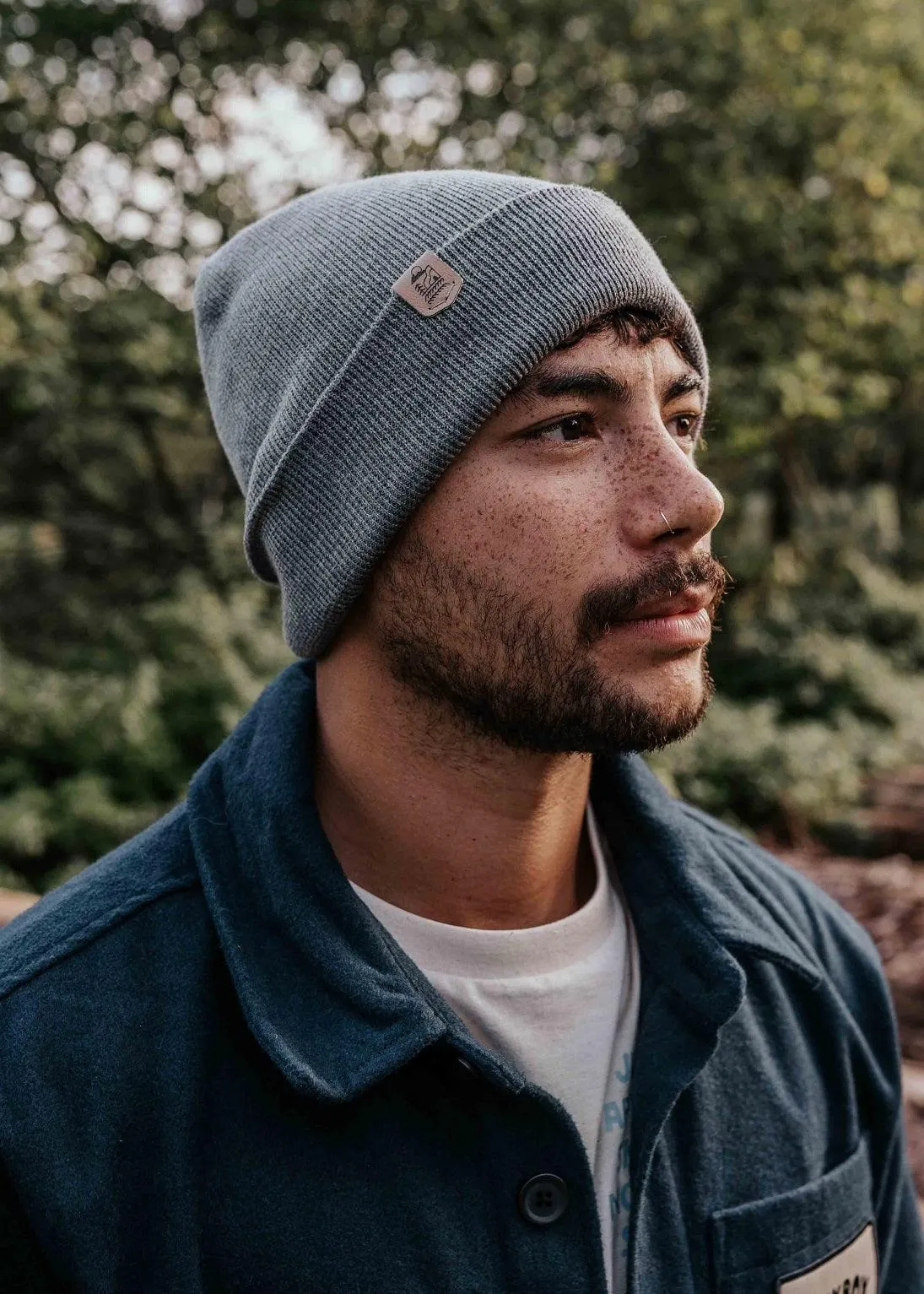 Classic Organic Beanie Hat in Grey