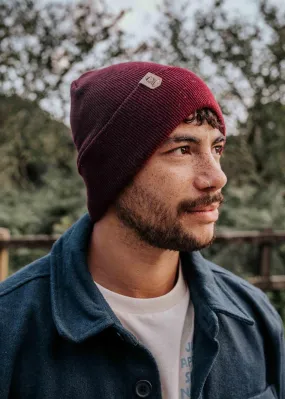 Classic Recycled Beanie Hat in Burgundy