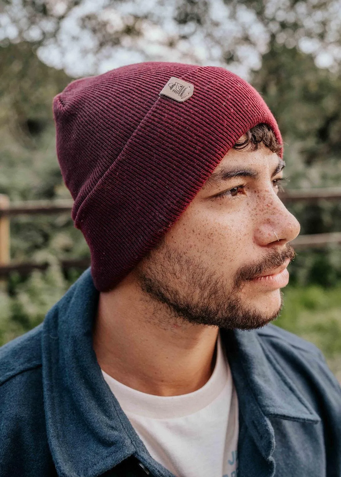 Classic Recycled Beanie Hat in Burgundy