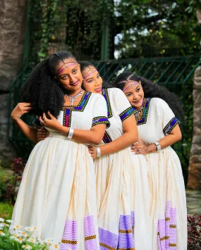 Cultural Habesha Dress with Vibrant Color Ethiopian Traditional Dress Cultural Habesha Kemis