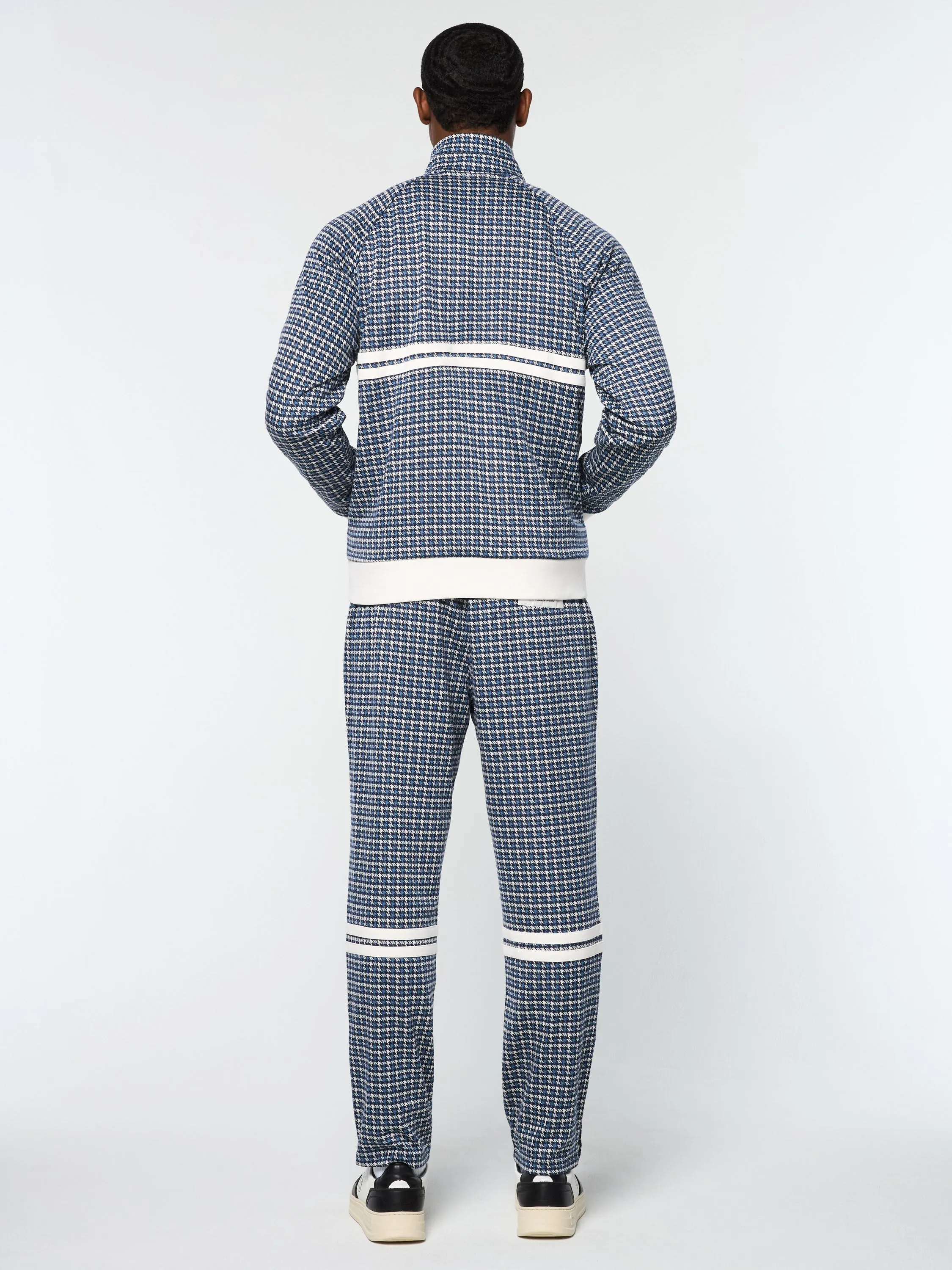 Dallas Houndstooth Track Jacket- Maritime Blue