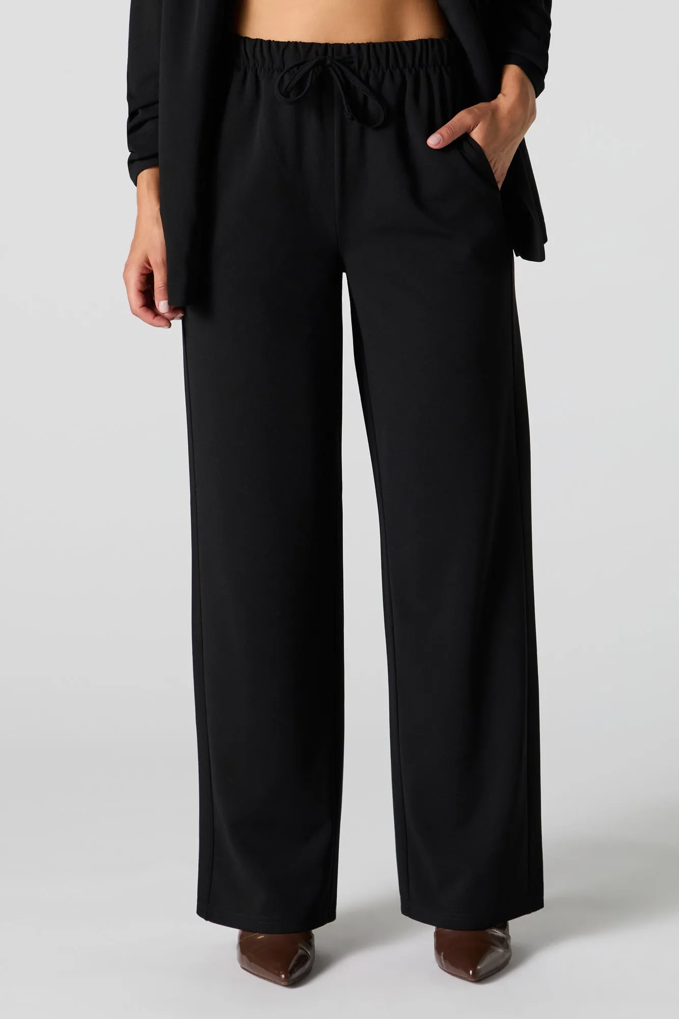 Drawstring Wide Leg Dress Pant