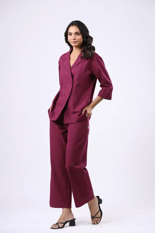 Dusk Rose Cotton Flex Blazer Set