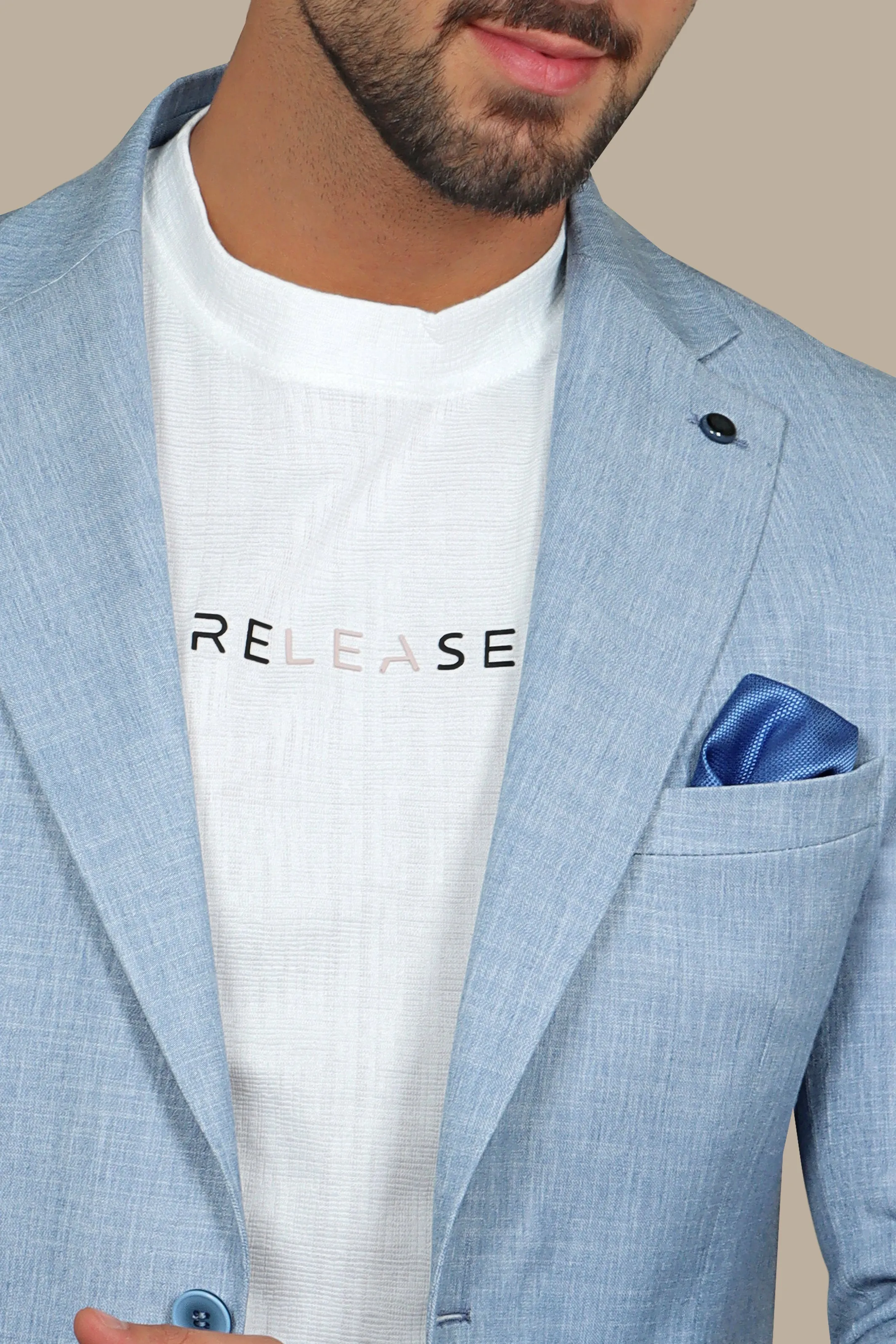 Elegant Light Blue Fila Blazer with Notch Lapel