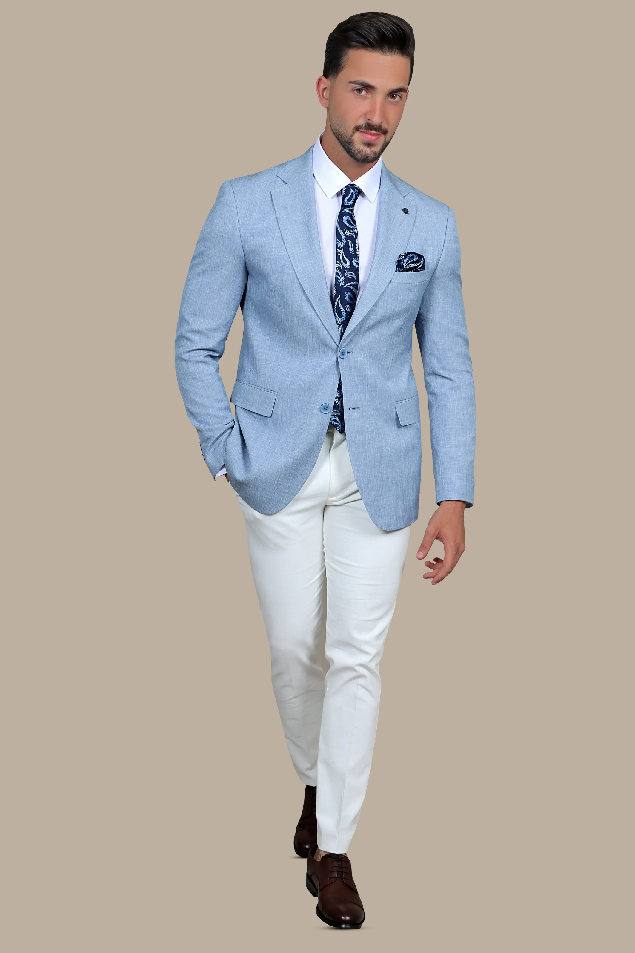 Elegant Light Blue Fila Blazer with Notch Lapel