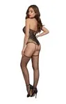 Fishnet & Lace Teddy Bodystocking Attached Garters