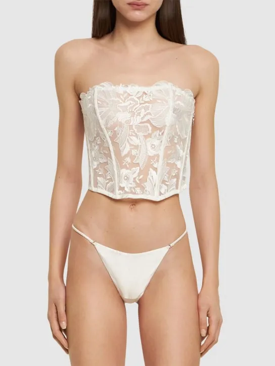 Fleur Du Mal   Rose Luxe v string silk thong 