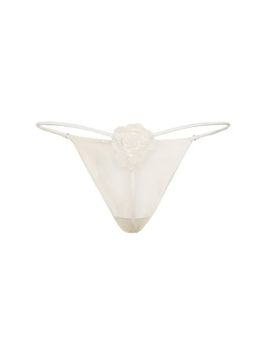 Fleur Du Mal   Rose Luxe v string silk thong 